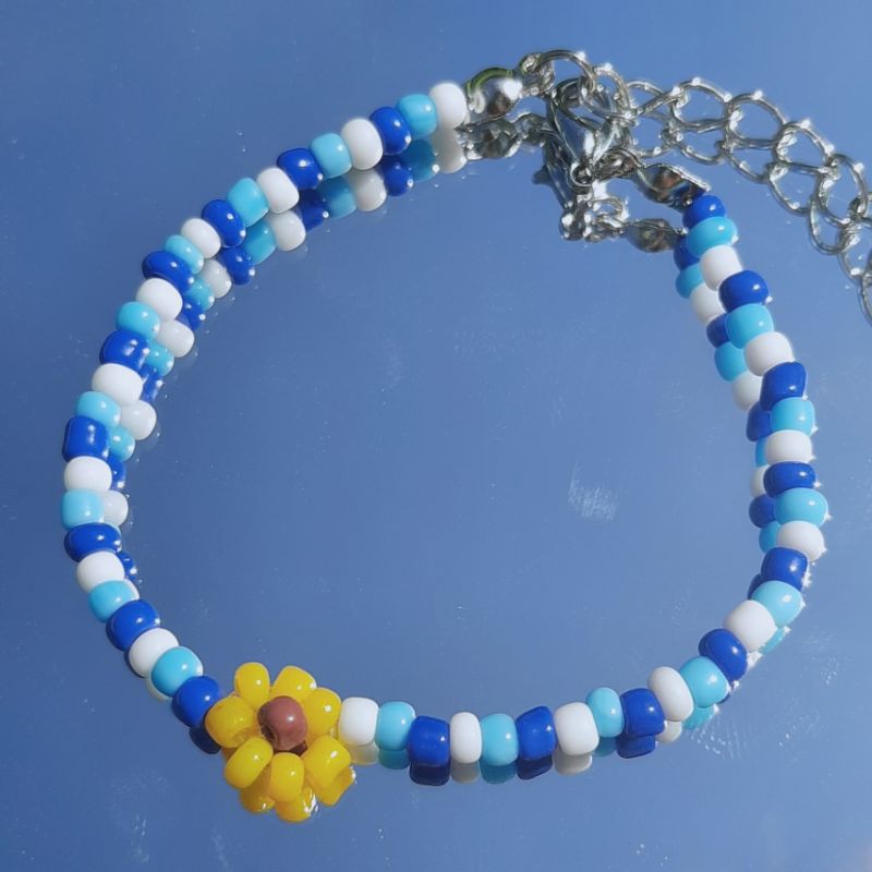 Tay Tawan Seed Beads Bead Bracelet Gelang Manik Ronce Etnik GMMTV Dark Blue Kiss DBK Daisy Bracelet