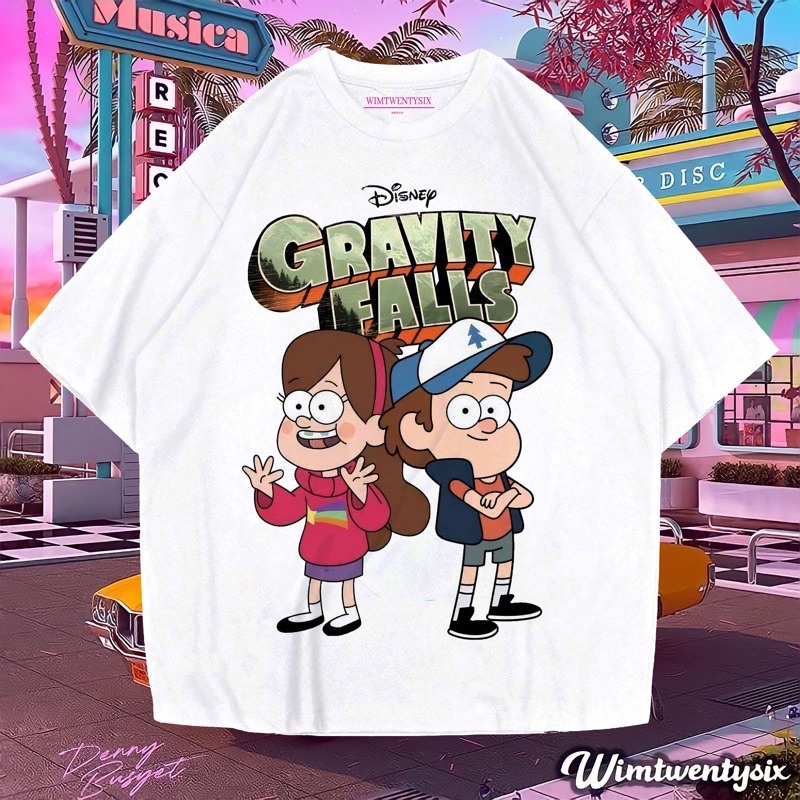 KAOS DISNEP GRAVITY FALLS VINTAGE TEE ( OVERSIZE WHITE T-SHIRT )
