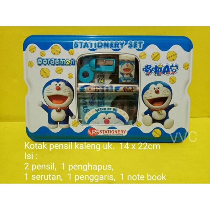 

Kotak pensil doraemon / tempat pensil kaleng / set alat tulis