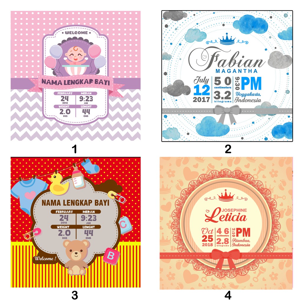 (Custom Nama) Bantal Custom Kado Hadiah Newborn Identitas Bayi Lahir 30x30 dan 40x40