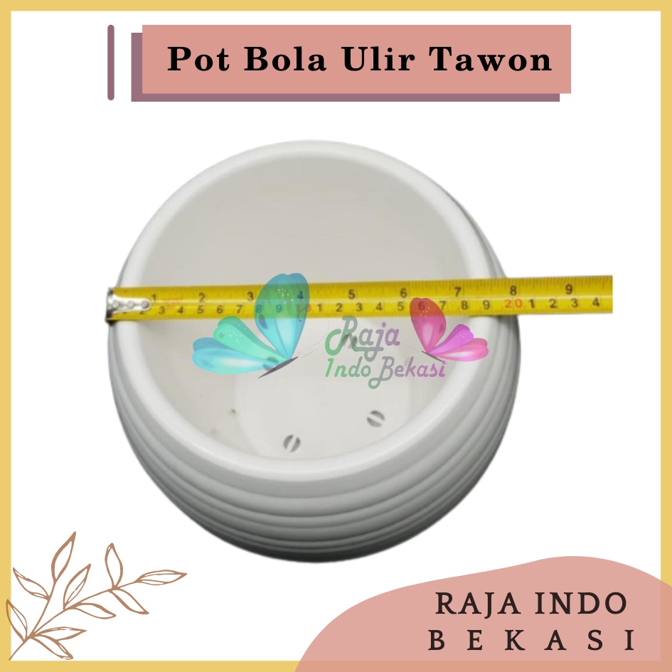 Pot Bola Ulir Putih Motif Pot Tawon Tanaman Bunga Plastik Jozaka - Pot Bola Mini Plastik Putih Bunga Pot Bunga Plastik Unik Pot Bola Pot Plastik Putih /Size 25/Pot Bola Sultan