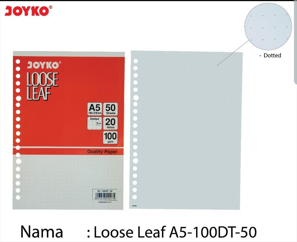 

Isi file DOT (Titik) A5 50 lbr Joyko (PACK)