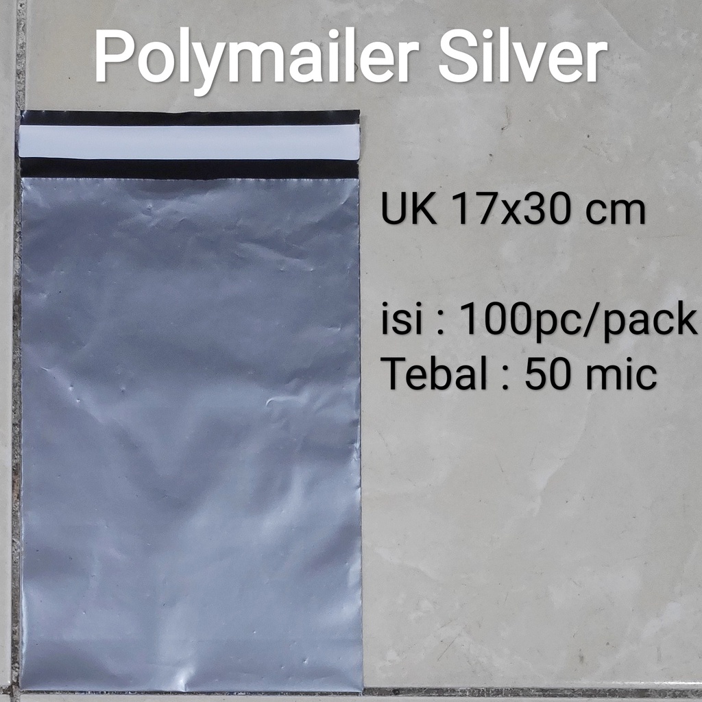 Polymailer uk 17x30 (100pcs) Plastik Packing Lem Hitam, Plastik Lem