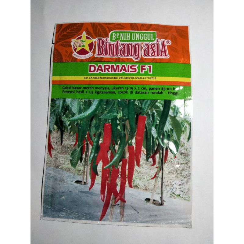Benih Cabai Merah Besar DARMAIS F1 (bisa COD) Original Bintang Asia, Cabe Besar, Cabai Merah, Cabe U