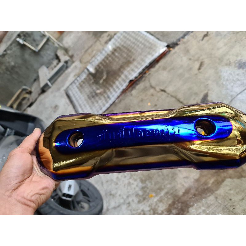 tutup knalpot zoomer honda tulisan thailand timbul gold blue bahan tebal