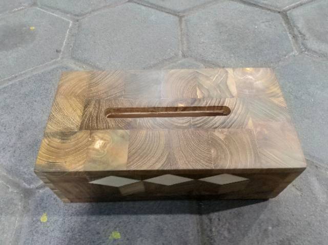 TEMPAT TISU MOZAIK 3D KLASIK BAHAN KAYU JATI 25x13x9 cm - PAJANGAN DEKORASI RUMAH MURAH