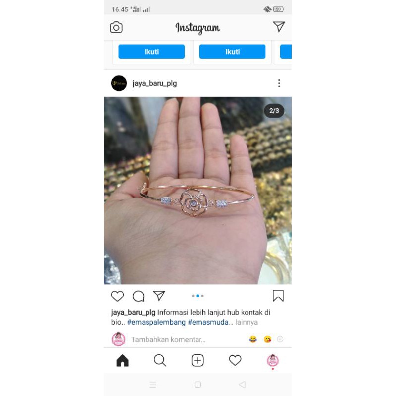 gelang emas asli bersurat kadar muda 375%