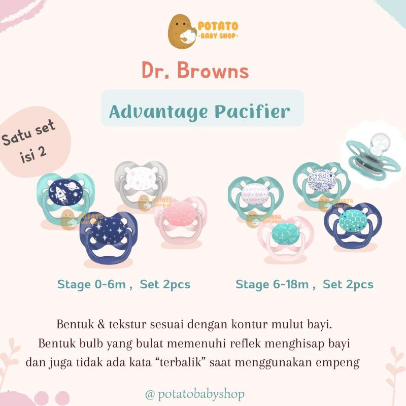 Dr Brown’s Advantage Pacifier - Empeng Drbrown 0-6m &amp; 6-18m