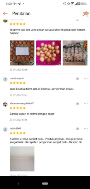 Telur Ayam 1 kg  Negeri Padang Segar Grosir / telor fresh termurah