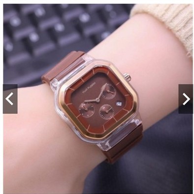 (BW) JAM TANGAN WANITA CASE KOTAK STRAP RUBBER CRONO TIGA OFF HP-35