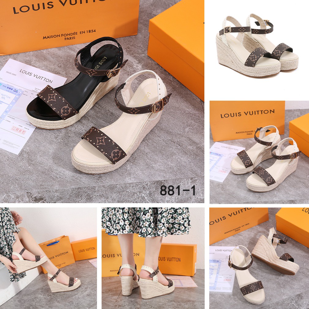 Open Toe Platform Casual Style Block Heels Mules Logo #881-1