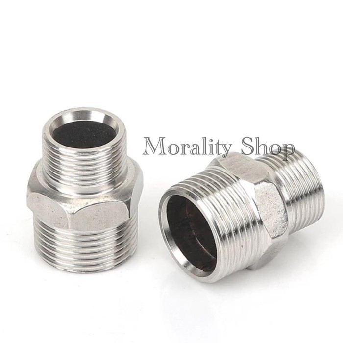 Double nepel stainless 1/2 &amp; 3/4 DN34-dobel nepel stenlis nepel pipe sambungan fitting K07