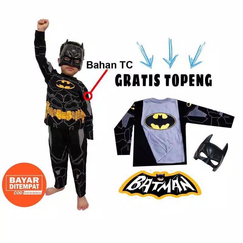 TERBARU KOSTUM BAJU ANAK BATMAN SAYAP / baju anak batman laki laki sayap