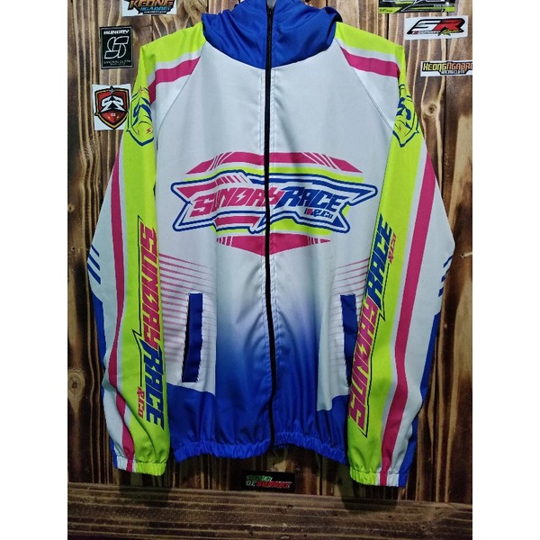 jaket parasut original sunday race motif racing allsize