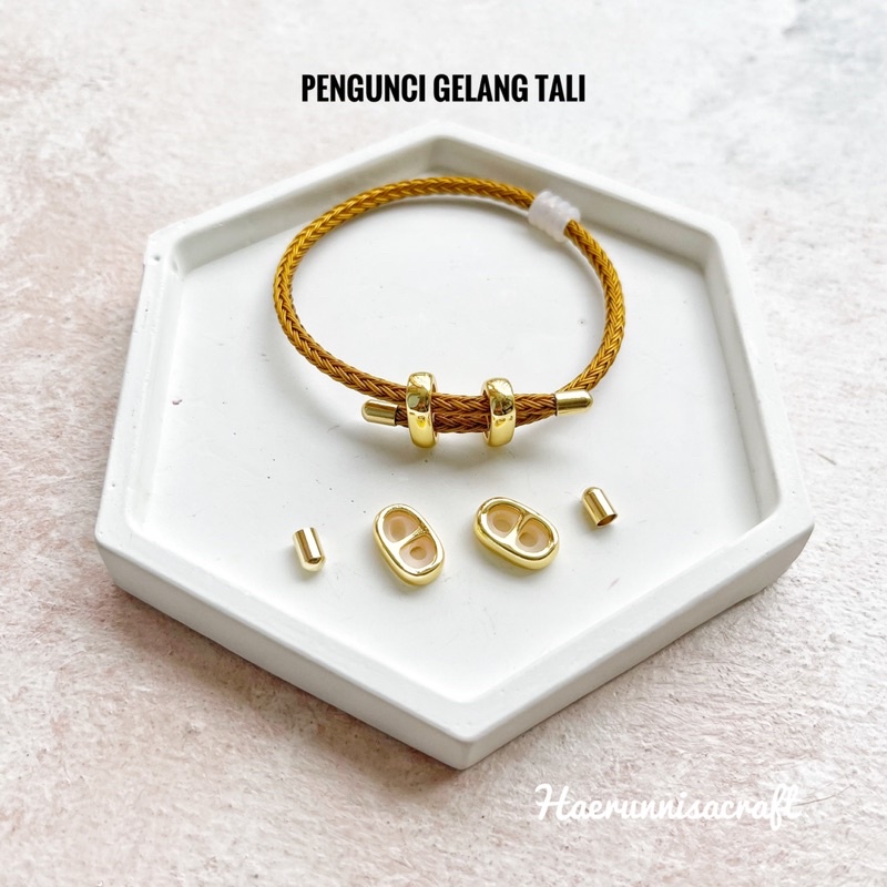 Pengunci Gelang Tali Polos dan Waterproof/Lock Gelang (Pengunci Gold dan Bakar)