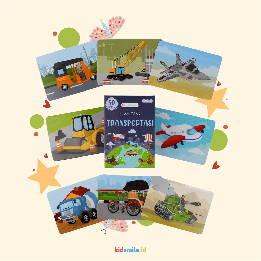 Flash Card Kidsmile TRANSPORTASI Flashcard Anak Mainan Edukasi Anak Flash Card Anak Flashcard Kidsmi