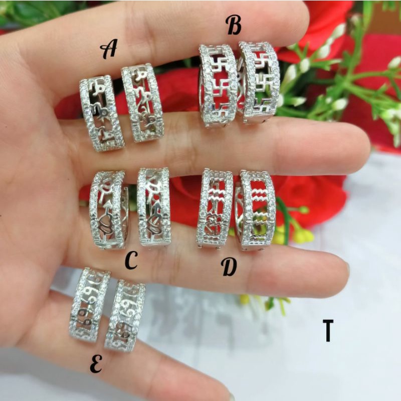 Anting Jepit Dewasa Motif Ukir Silver Perhiasan Wanita Korea