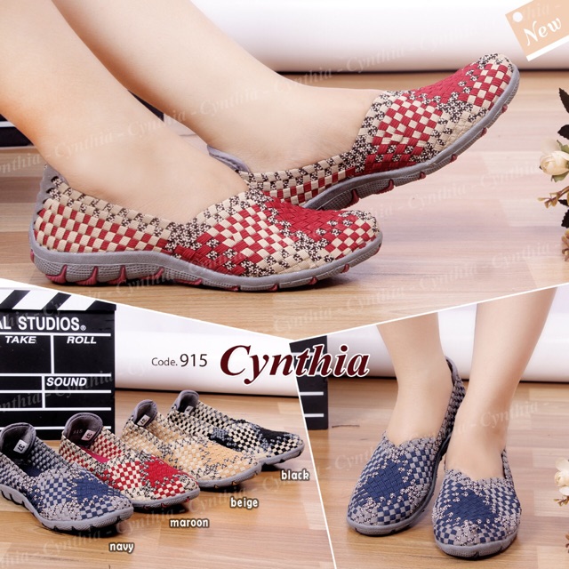 Cynthia 915 sepatu anyaman rajut wanita ORI