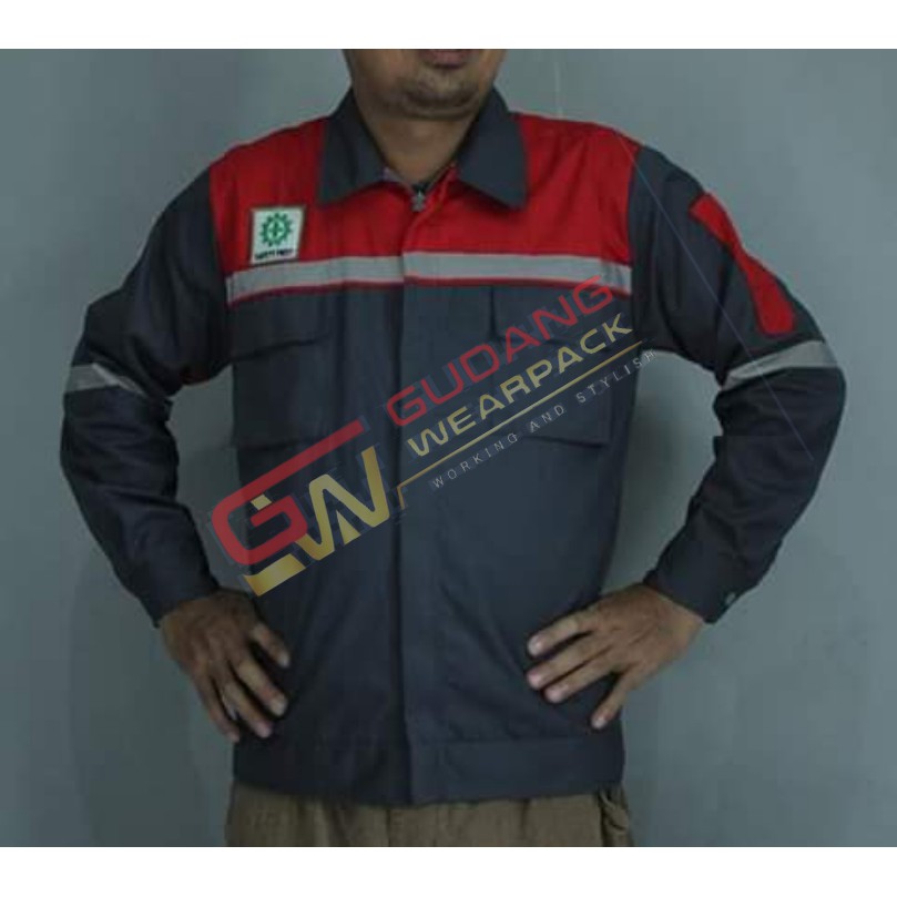 Gudang Wearpack - Baju Kerja Seragam Proyek Warna Abu Merah