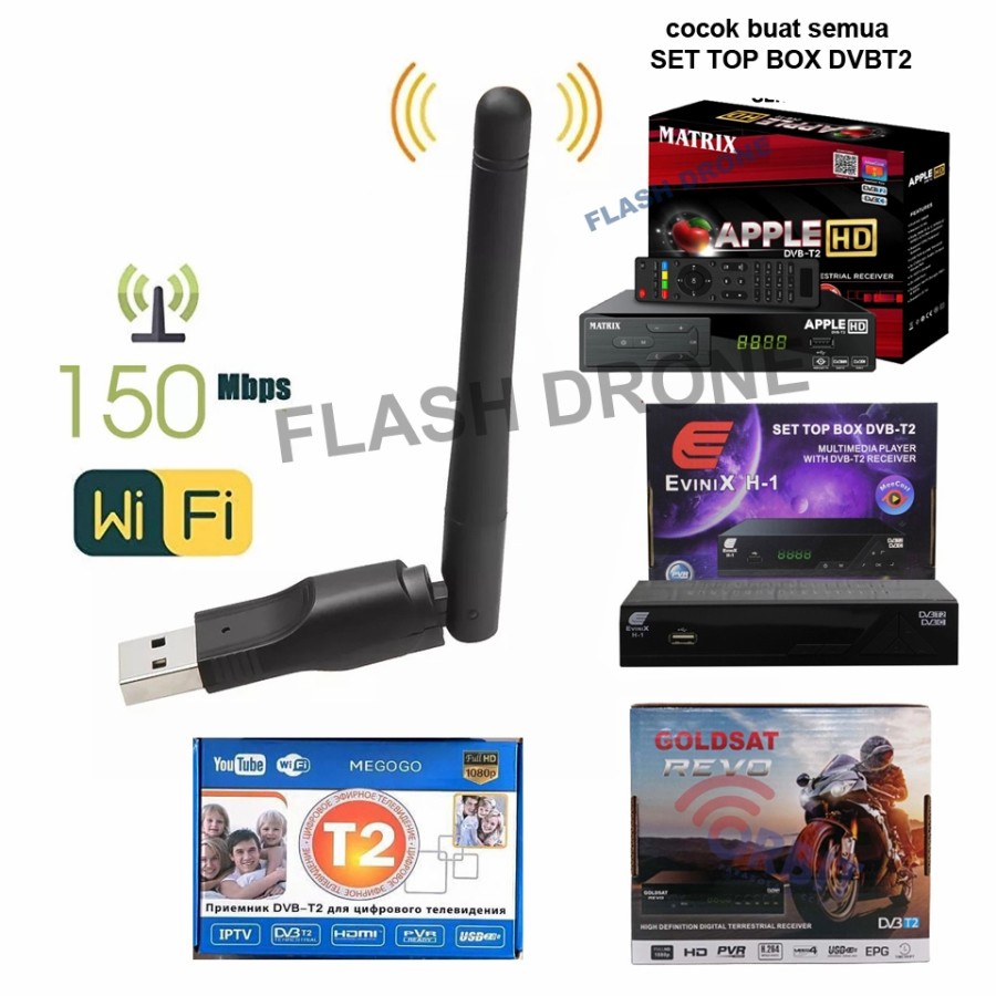 STB TV DIGITAL DONGLE WIFI MT7601 For SET TOP BOX MATRIX EVINIX NEX PARABOLA BROMO terbaik tabung be
