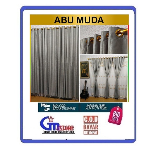 Gorden jendela pintu ruang tamu kamar minimalis tirai hordeng korden panjang murah motif Polos Warna