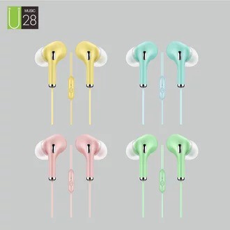 U28 Music Earphone Macaron Matte Color Headset Macaron U28 Hifi Stereo Sound