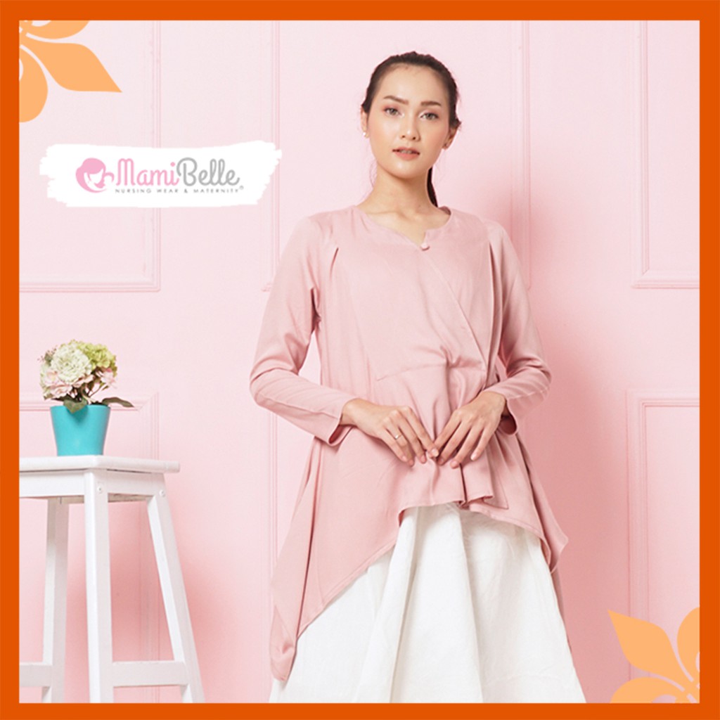 

Mamibelle Reina Blouse Hamil & Menyusui Pink Sand Premium