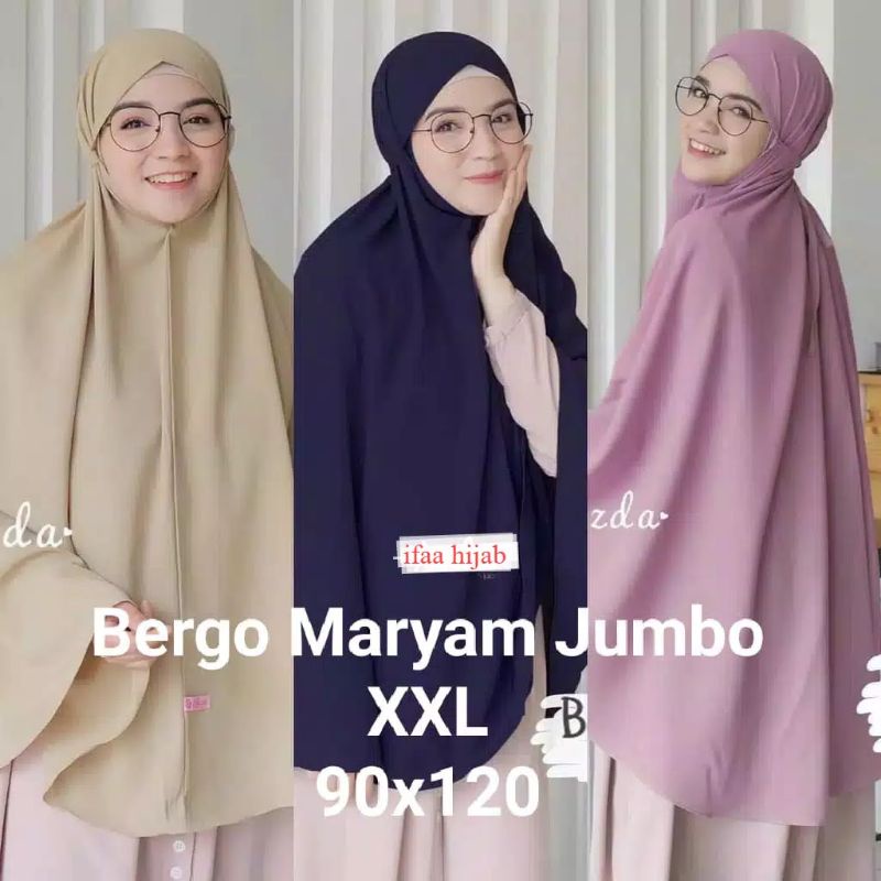 [ dm xxl] bergo mariyam double xxl mariyam jumbo hijab syar'i simpel nonpet terlaris bisa untuk mukena