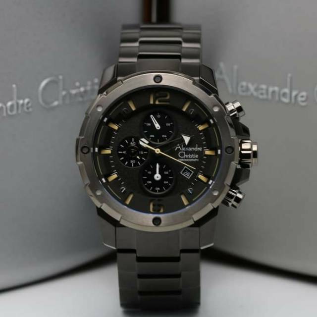 JAM TANGAN ALEXANDRE CHRISTIE AC 6410 PRIA FULL BLACK ORIGINAL