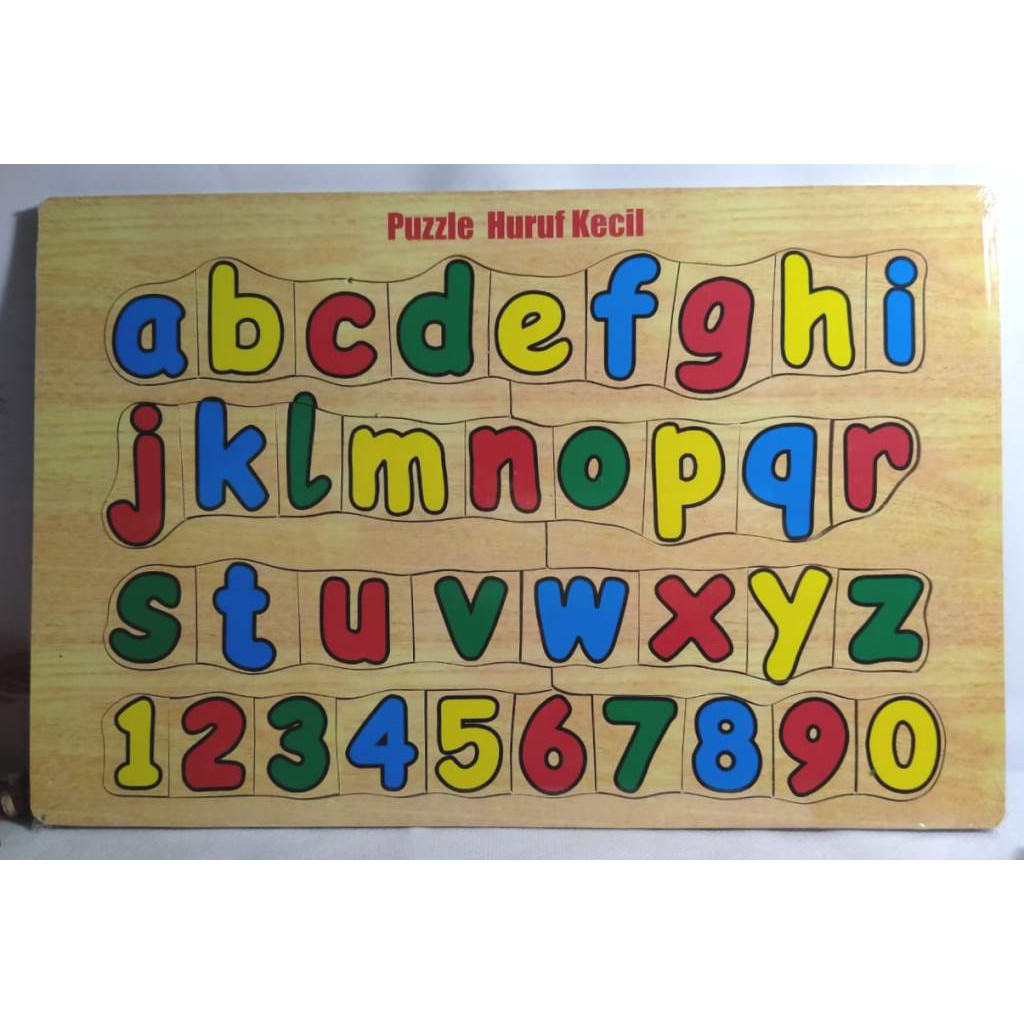 PUZZLE ABC KAYU / MAINAN EDUKASI / PUZZLE GAMBAR ABJAD ALFABET HURUF KECIL. Riens collections