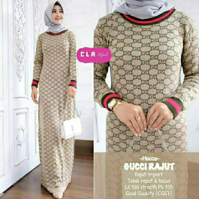 Gucci Rajut Maxy, GAMIS RAJUT WANITA MUSLIM CANTIK FIT XXL LD 100-120 BAHAN RAJUT IMPORT TERMURAH TERLARIS