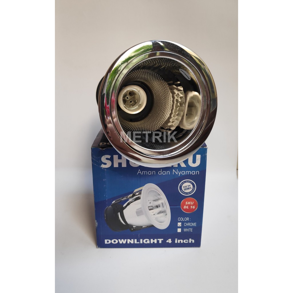 Downlight Fiting Plafon Tanam 4" inch Premium Putih Silver/ Lampu Plafon Tanam Downlight Fiting 4"