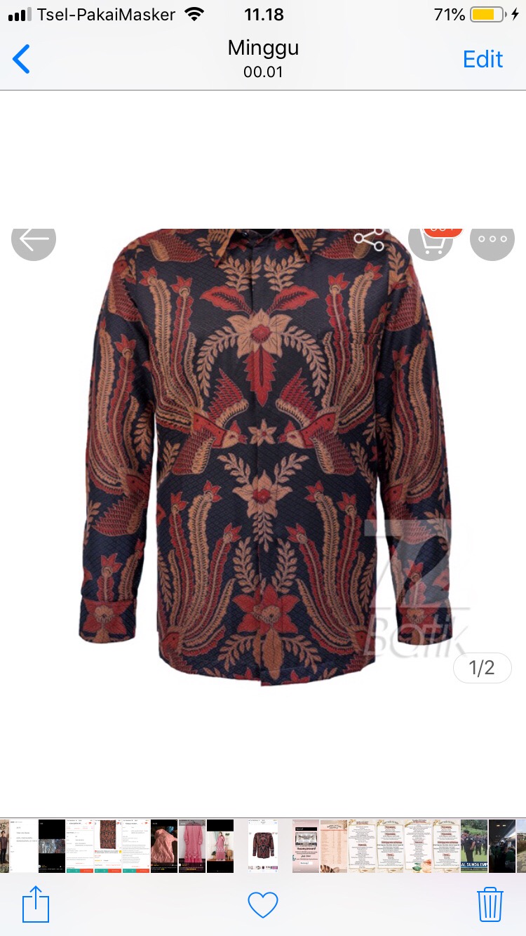 Kemeja Batik Pria Lengan Panjang Premium Motif Tali Asih Merah Hitam 726264 Cap 72