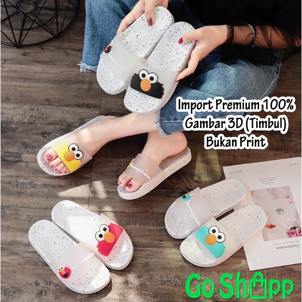 Sandal Wanita Karet Motif Elmo Original Import - Sandal Wanita Lucu Import High Quality [SD01]