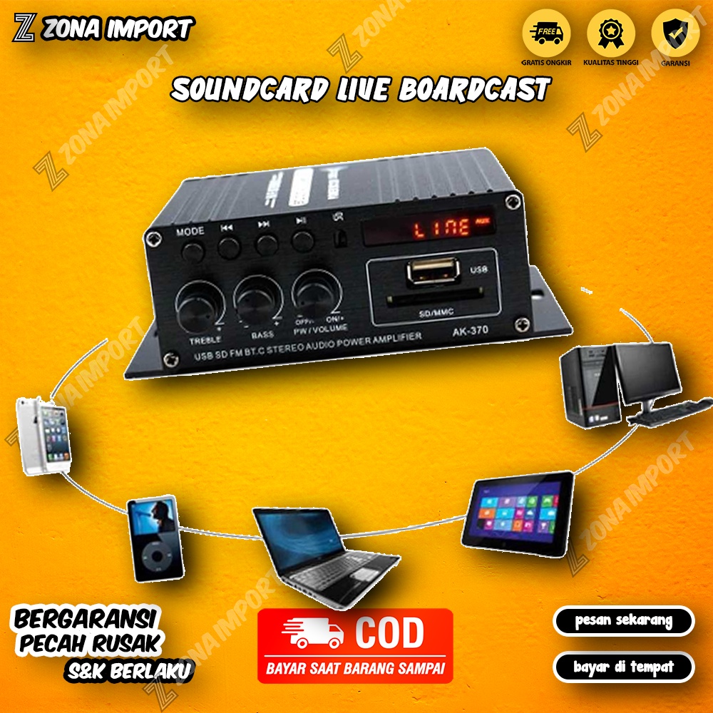 Penguat Daya Audio HIFI mini
Penguat Daya Audio Bluetooth Car Power Amplifier 12V 40W  Set Perlengka