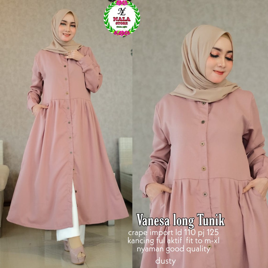 [ COD ] Long tunik jumbo full kancing [ Vanesha tunik ]