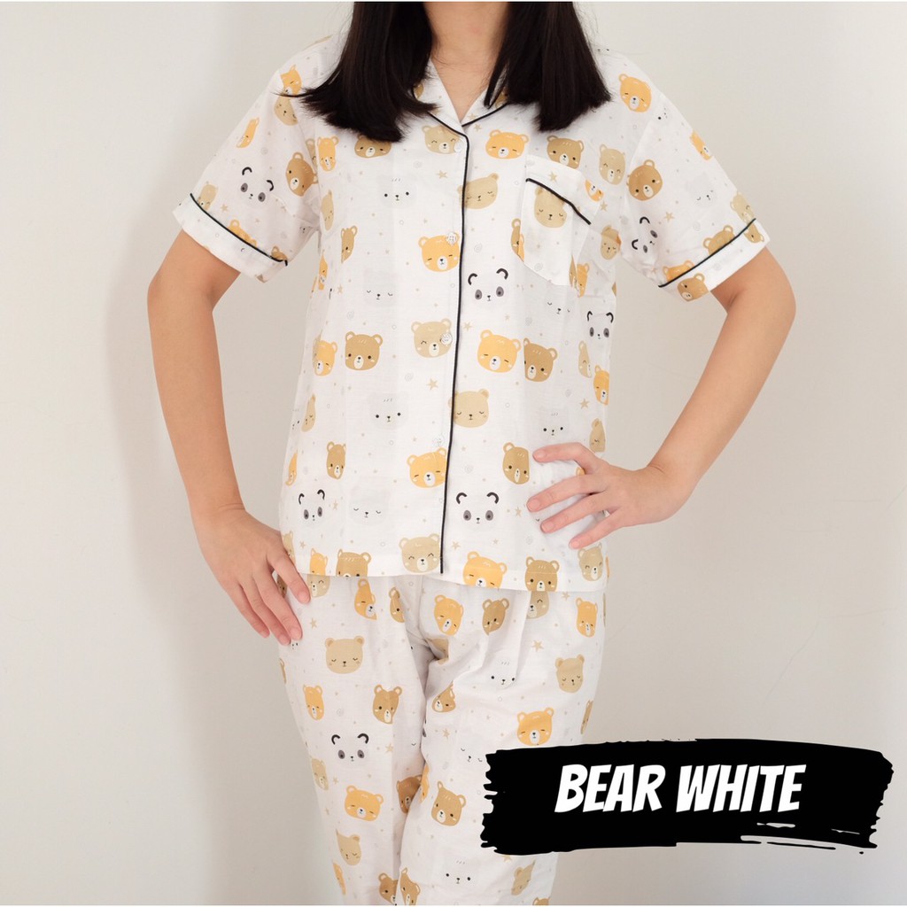 PIYAMA WANITA KATUN Baju  Tidur  Perempuan  Motif BEAR 