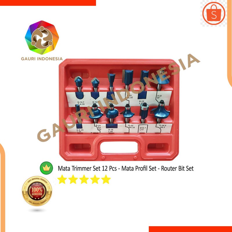 MATA TRIMMER |12 Pcs - 6mm | ROUTER BIT SET | MATA PROFIL SET | JLD