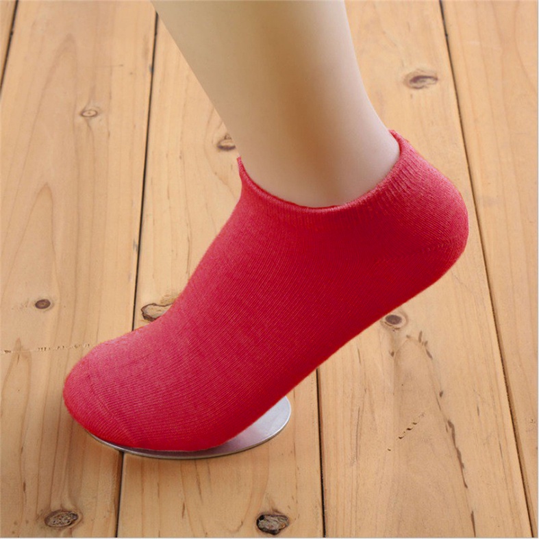 BEE - Kaos Kaki Unisex Pria Wanita / Kaos Kaki Pendek Import Ankle Socks-MERAH POLOS