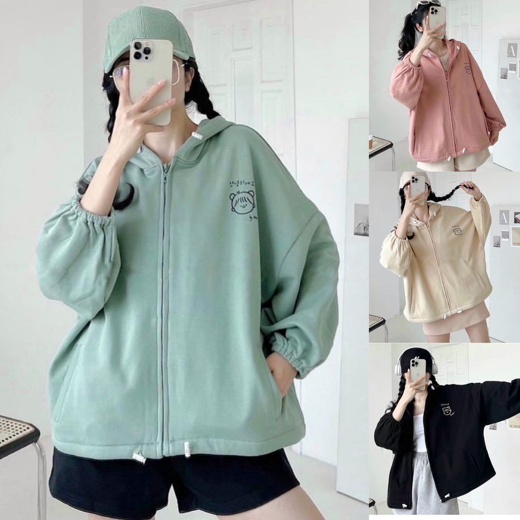 CUTE GIRL SWETER HOODIE JAKET WANITA - SWEATER HOODIE OVERSIZE - KOREAN STYLE TERBARU