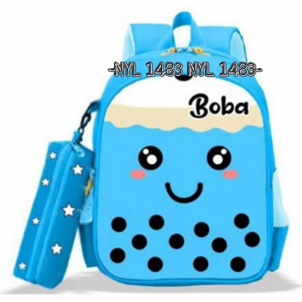 &quot;aurabagss&quot; - Beli 1 Dapat 2 Tas Ransel Anak Karakter BOBA Printing Tas Ransel Anak Set 2 in 1Tas Ransel Anak Sekolah TK SD Unisex Karakter Kartun BOBA Terbaru