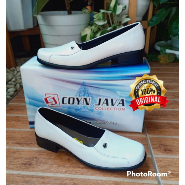 BT04 Sepatu Pantofel Wanita Putih Hak 3 Cm Sepatu Perawat  Bidan asli kulit sapi