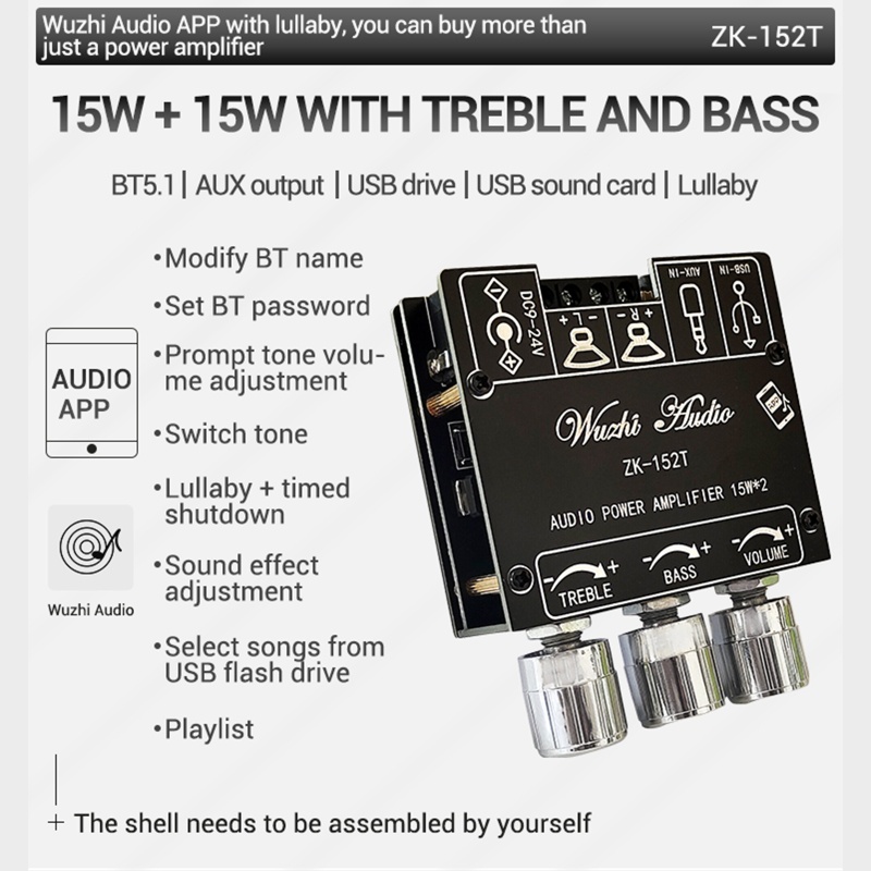 Btsg Amplifier Stereo Kompatibel Bluetooth Praktis ZK-152T Untuk DC Digital Power Amplifier Papan Stereo Untuk DIY Speak