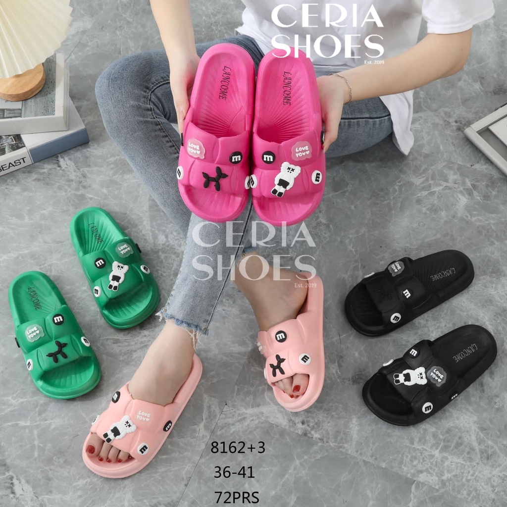 PVC Sandal Slop Wanita Jelly Karet Empuk Soper Soft Lentur Bahan Import Slipper Motif KAWS