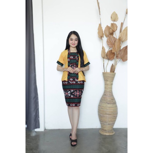 SETELAN ROK DAN BLUS KUTU BARU BATIK MOTIF TENUN SONGKET MEWAH MURAH BISA COD