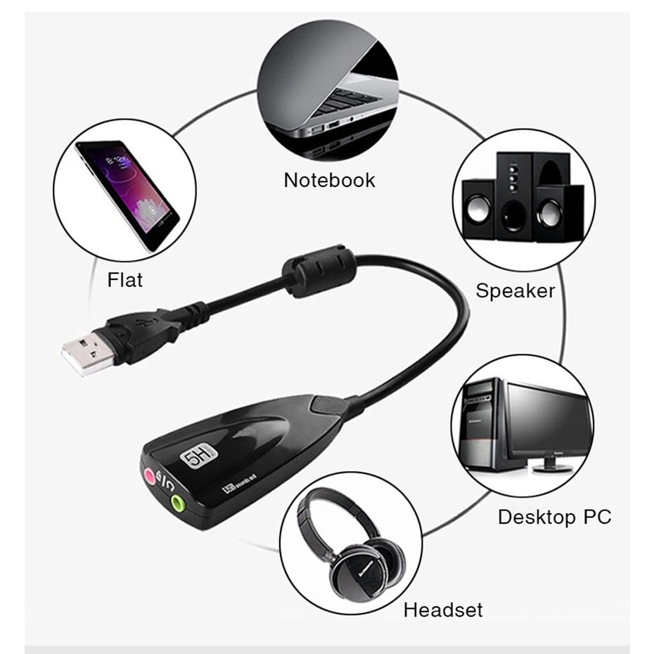 Virtual 7.1 Channel Sound Card Adapter USB Audio 3.5 Mm Headset untuk untuk PC Desktop Notebook