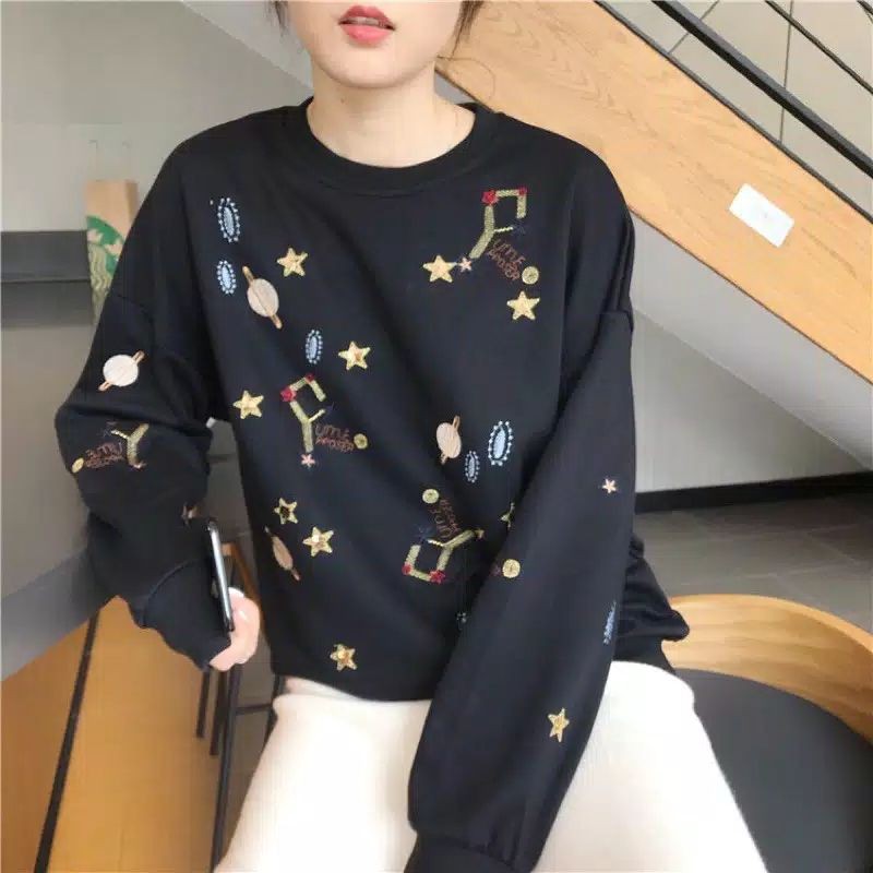 Star Galaxy Sweater - Sweater Basic Oblong Oversize - sweater wanita / pakaian wanita