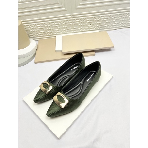 sepatu flat shoes wanita terbaru kekinian pesta LOUISDEAT sepatu flat shoes bahan satin B128