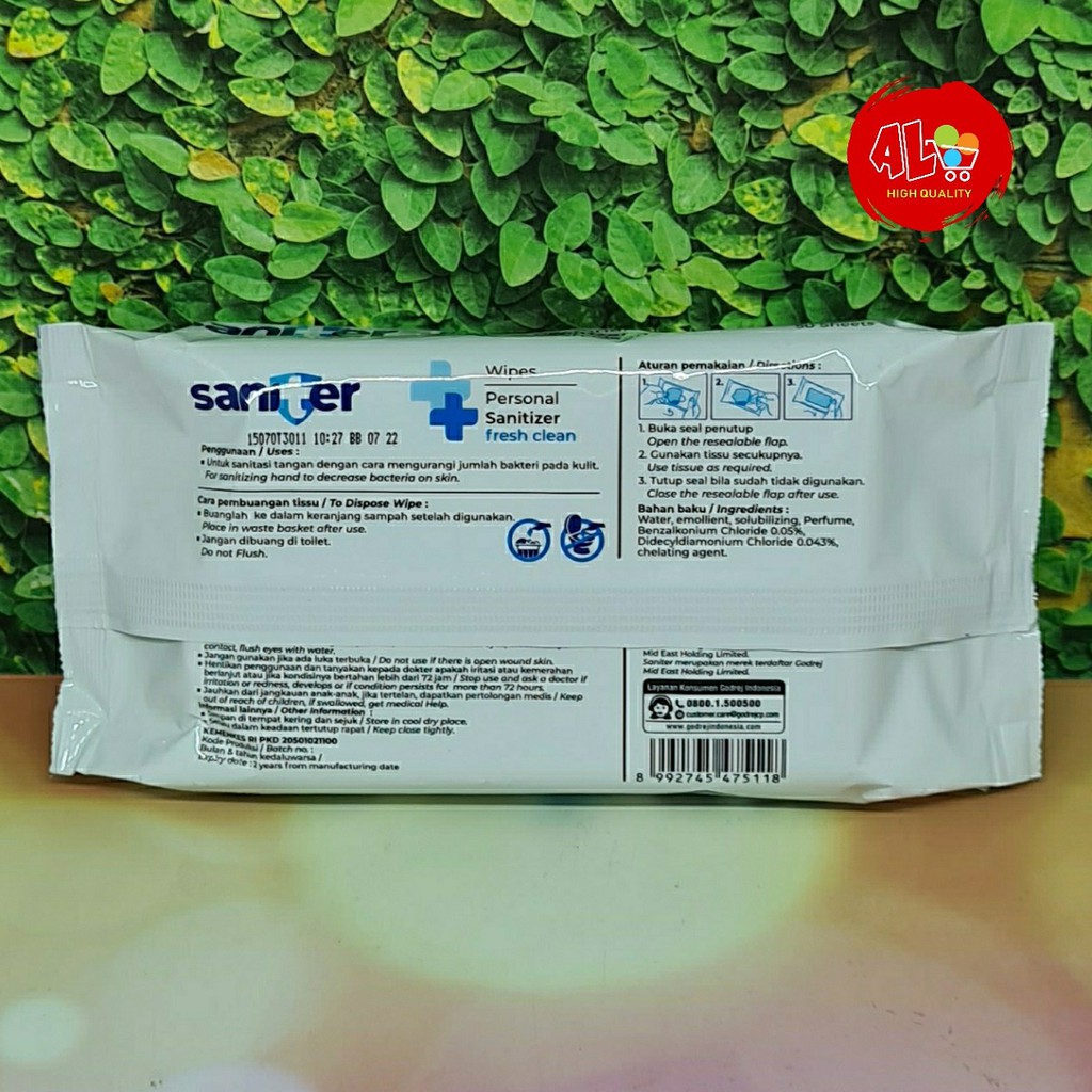 Tisiu Tissiu Basah Saniter Wipes Antibacterial &amp; antiseptic 50pcs