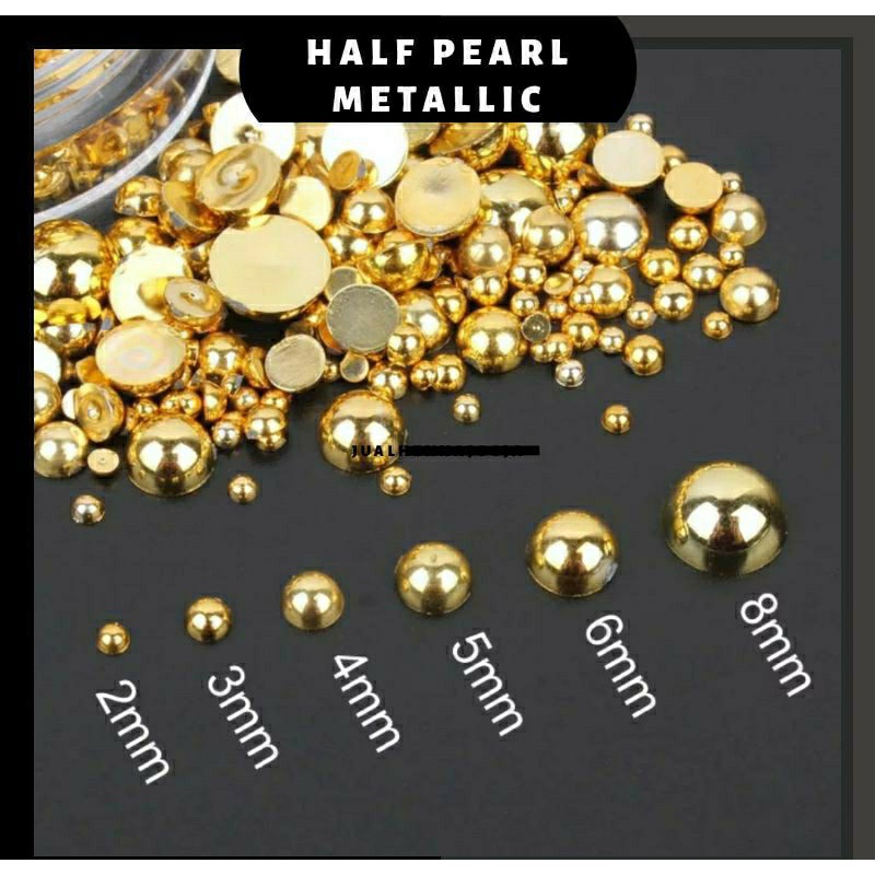 GEMSTONE GOLD//HALF PEARL//MUTBEL SILVER//MUTIARA BELAH GOLD DAN SILVER 2mm, 3mm, 4mm